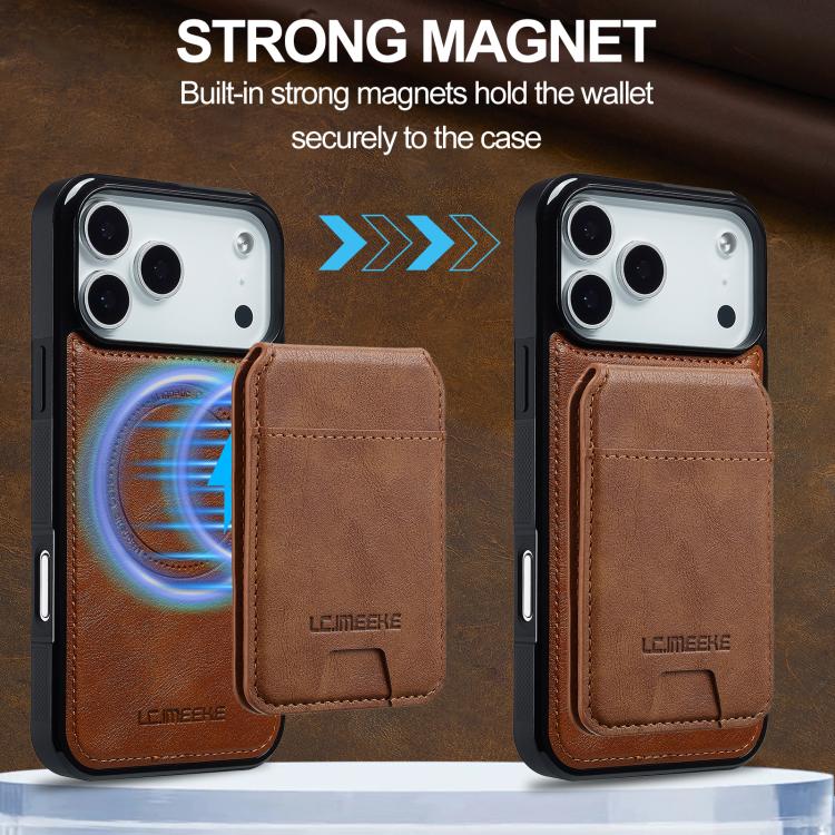 For iPhone 17 Pro LC.IMEEKE L3 Series Detachable RFID Card Bag Magsafe Phone Case(Brown) - iPhone 17 Pro Cases by LC.IMEEKE | Online Shopping UK | buy2fix