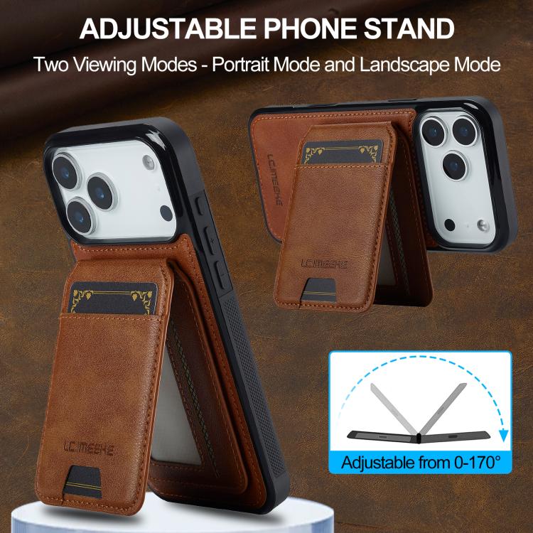For iPhone 17 Pro LC.IMEEKE L3 Series Detachable RFID Card Bag Magsafe Phone Case(Brown) - iPhone 17 Pro Cases by LC.IMEEKE | Online Shopping UK | buy2fix