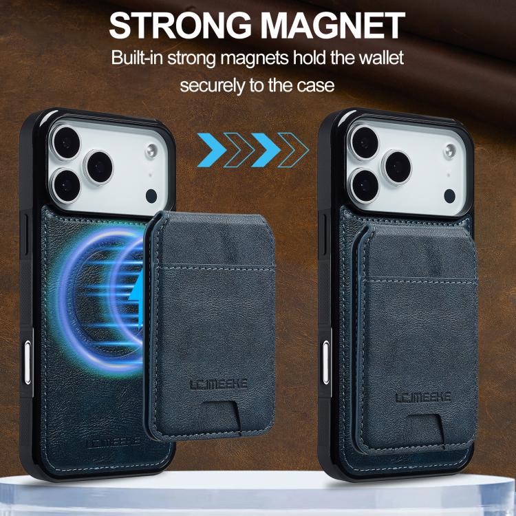 For iPhone 17 Pro LC.IMEEKE L3 Series Detachable RFID Card Bag Magsafe Phone Case(Blue) - iPhone 17 Pro Cases by LC.IMEEKE | Online Shopping UK | buy2fix