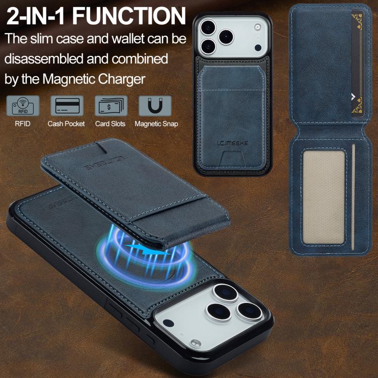 For iPhone 17 Pro LC.IMEEKE L3 Series Detachable RFID Card Bag Magsafe Phone Case(Blue) - iPhone 17 Pro Cases by LC.IMEEKE | Online Shopping UK | buy2fix