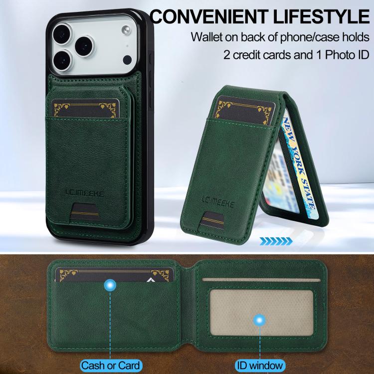 For iPhone 17 Pro LC.IMEEKE L3 Series Detachable RFID Card Bag Magsafe Phone Case(Green) - iPhone 17 Pro Cases by LC.IMEEKE | Online Shopping UK | buy2fix