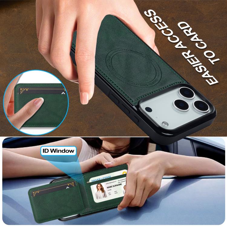 For iPhone 17 Pro LC.IMEEKE L3 Series Detachable RFID Card Bag Magsafe Phone Case(Green) - iPhone 17 Pro Cases by LC.IMEEKE | Online Shopping UK | buy2fix