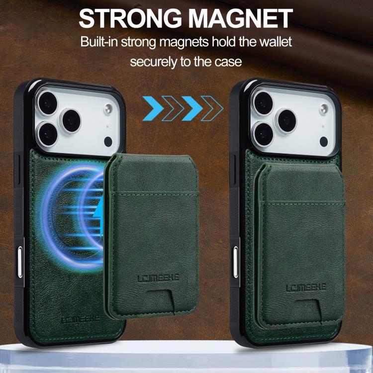 For iPhone 17 Pro LC.IMEEKE L3 Series Detachable RFID Card Bag Magsafe Phone Case(Green) - iPhone 17 Pro Cases by LC.IMEEKE | Online Shopping UK | buy2fix