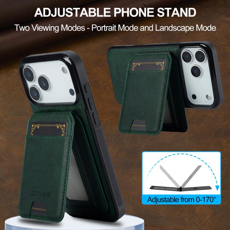 For iPhone 17 Pro LC.IMEEKE L3 Series Detachable RFID Card Bag Magsafe Phone Case(Green) - iPhone 17 Pro Cases by LC.IMEEKE | Online Shopping UK | buy2fix