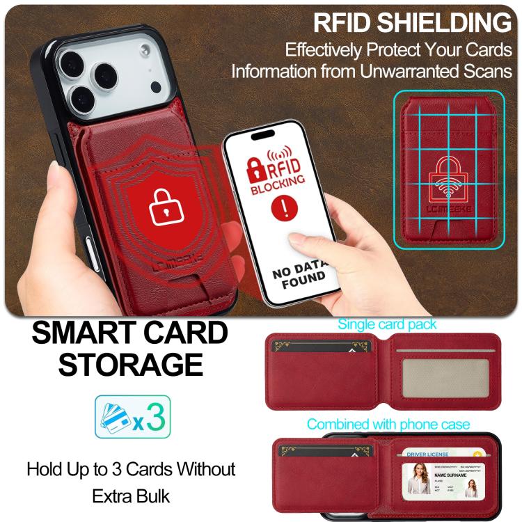 For iPhone 17 Pro LC.IMEEKE L3 Series Detachable RFID Card Bag Magsafe Phone Case(Red) - iPhone 17 Pro Cases by LC.IMEEKE | Online Shopping UK | buy2fix