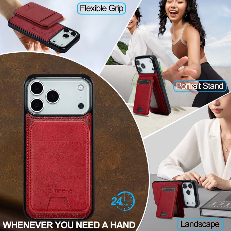 For iPhone 17 Pro LC.IMEEKE L3 Series Detachable RFID Card Bag Magsafe Phone Case(Red) - iPhone 17 Pro Cases by LC.IMEEKE | Online Shopping UK | buy2fix