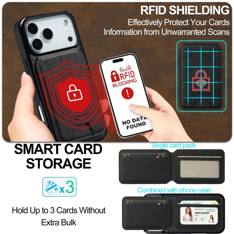 For iPhone 17 Pro Max LC.IMEEKE L3 Series Detachable RFID Card Bag Magsafe Phone Case(Black) - iPhone 17 Pro Max Cases by LC.IMEEKE | Online Shopping UK | buy2fix