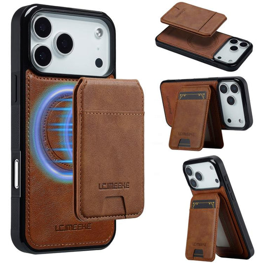 For iPhone 17 Pro Max LC.IMEEKE L3 Series Detachable RFID Card Bag Magsafe Phone Case(Brown) - iPhone 17 Pro Max Cases by LC.IMEEKE | Online Shopping UK | buy2fix