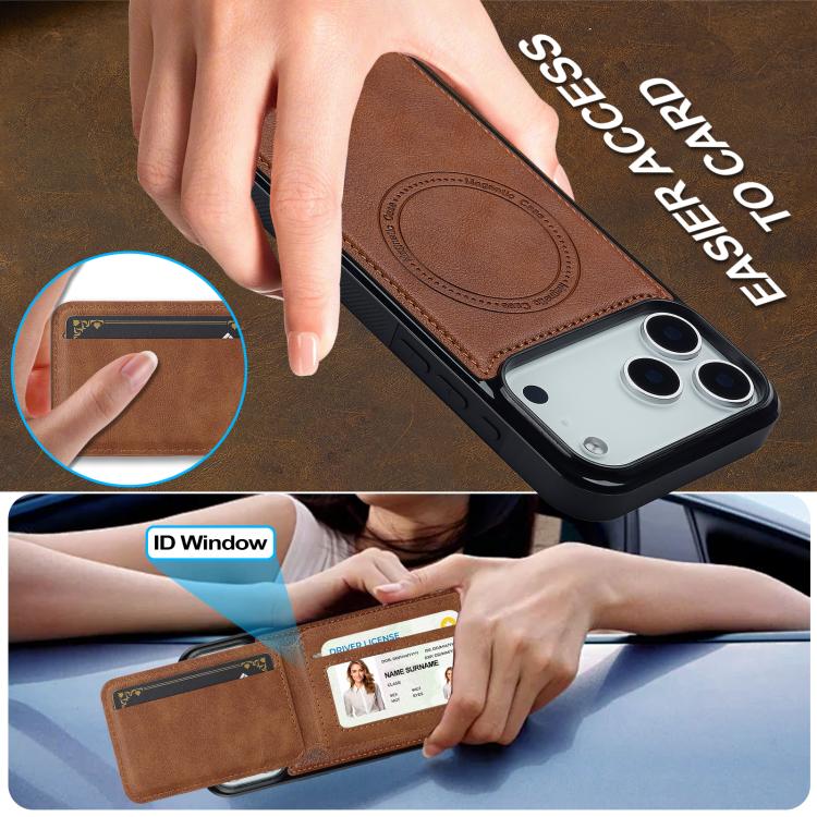 For iPhone 17 Pro Max LC.IMEEKE L3 Series Detachable RFID Card Bag Magsafe Phone Case(Brown) - iPhone 17 Pro Max Cases by LC.IMEEKE | Online Shopping UK | buy2fix