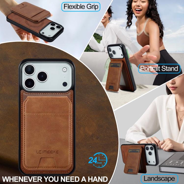 For iPhone 17 Pro Max LC.IMEEKE L3 Series Detachable RFID Card Bag Magsafe Phone Case(Brown) - iPhone 17 Pro Max Cases by LC.IMEEKE | Online Shopping UK | buy2fix