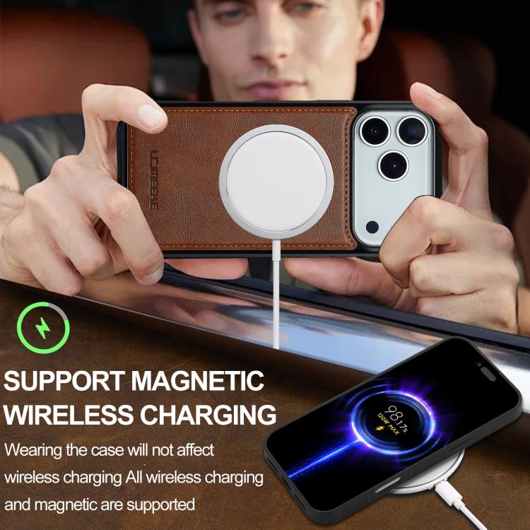 For iPhone 17 Pro Max LC.IMEEKE L3 Series Detachable RFID Card Bag Magsafe Phone Case(Brown) - iPhone 17 Pro Max Cases by LC.IMEEKE | Online Shopping UK | buy2fix
