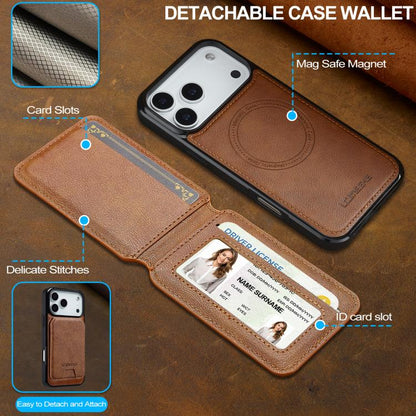 For iPhone 17 Pro Max LC.IMEEKE L3 Series Detachable RFID Card Bag Magsafe Phone Case(Brown) - iPhone 17 Pro Max Cases by LC.IMEEKE | Online Shopping UK | buy2fix