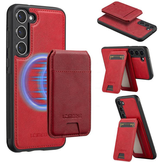 For Samsung Galaxy S25 5G LC.IMEEKE L3 Series Detachable RFID Card Bag Magsafe Phone Case(Red)