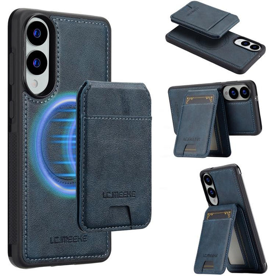 For Samsung Galaxy S25 Edge 5G LC.IMEEKE L3 Series Detachable RFID Card Bag Magsafe Phone Case(Blue)