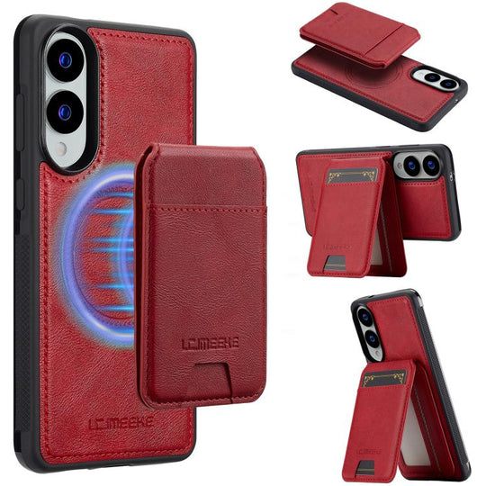 For Samsung Galaxy S25 Edge 5G LC.IMEEKE L3 Series Detachable RFID Card Bag Magsafe Phone Case(Red)