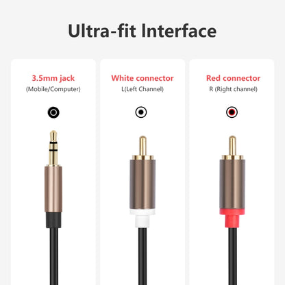 3.5mm Male to 2 RCA Male Audio Cable Amplifier Connector, Length:2m(Black Grey) - RCA Cable by buy2fix | Online Shopping UK | buy2fix