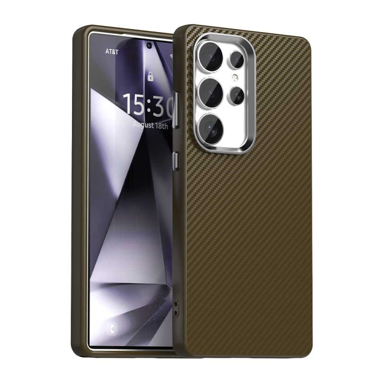 For Samsung Galaxy S25 Ultra 5G Carbon Fiber Series IMD Phone Case(Brown) by buy2fix