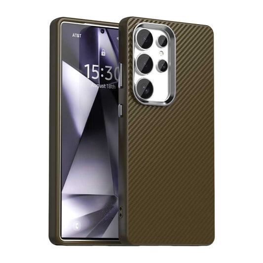 For Samsung Galaxy S25 Ultra 5G Carbon Fiber Series IMD Phone Case(Brown) by buy2fix