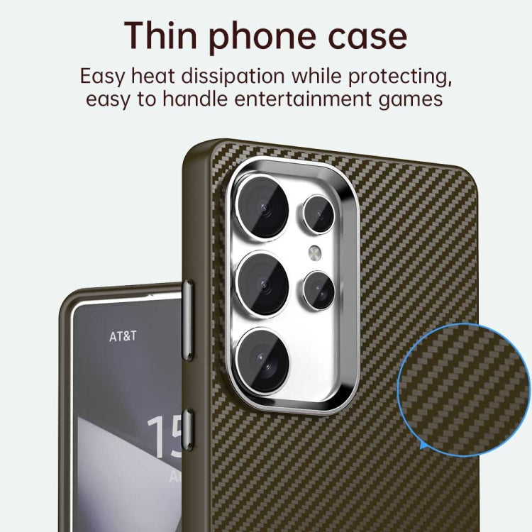 For Samsung Galaxy S25 Ultra 5G Carbon Fiber Series IMD Phone Case(Brown) by buy2fix
