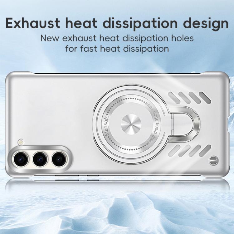 For Samsung Galaxy S25 5G Ice Sense Series Graphene Cooling MagSafe Holder Phone Case(Silver) by buy2fix