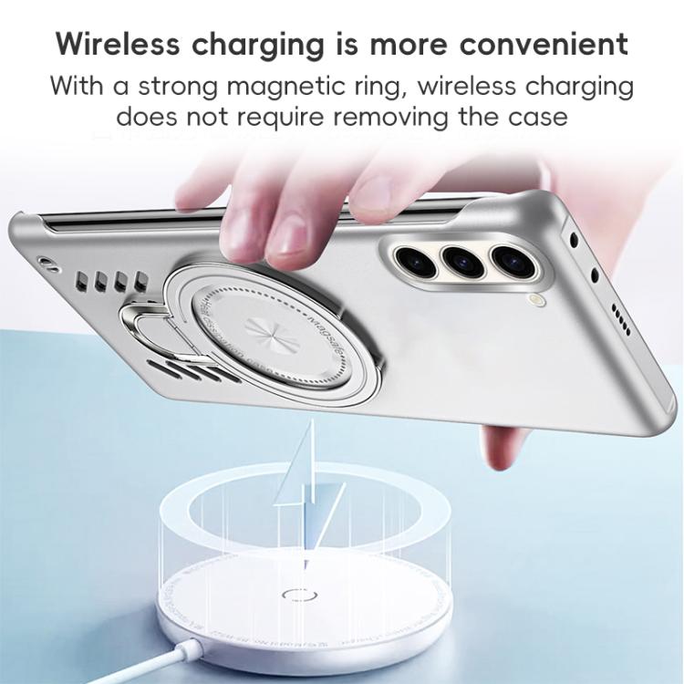 For Samsung Galaxy S25 5G Ice Sense Series Graphene Cooling MagSafe Holder Phone Case(Silver) by buy2fix