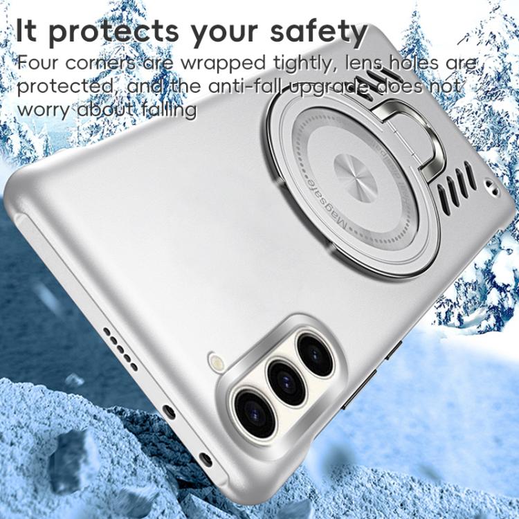 For Samsung Galaxy S25 5G Ice Sense Series Graphene Cooling MagSafe Holder Phone Case(Silver) by buy2fix