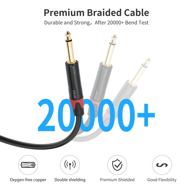 6.35mm 1/4 TRS Stereo Female to Dual Male Y-type Audio Cable, Length:50cm - Microphone Audio Cable & Connector by buy2fix | Online Shopping UK | buy2fix