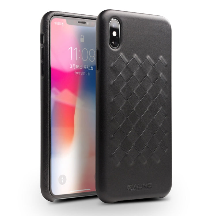 For iPhone XS QIALINO Shockproof Weave Cowhide Leather Protective Case(Black) - More iPhone Cases by QIALINO | Online Shopping UK | buy2fix