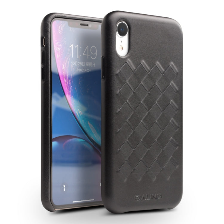 For iPhone XR QIALINO Shockproof Weave Cowhide Leather Protective Case(Black) - More iPhone Cases by QIALINO | Online Shopping UK | buy2fix