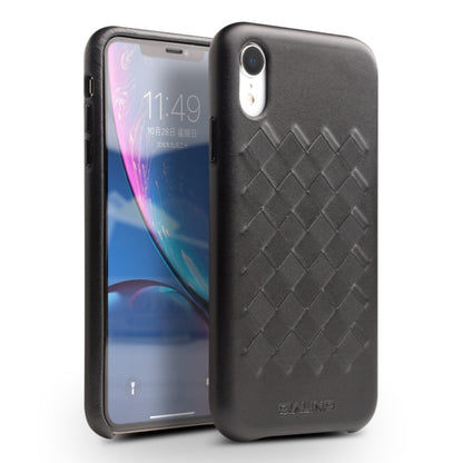 For iPhone XR QIALINO Shockproof Weave Cowhide Leather Protective Case(Black) - More iPhone Cases by QIALINO | Online Shopping UK | buy2fix