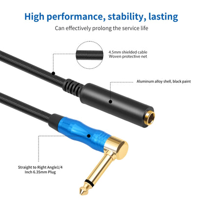 6.35mm 1/4 TRS Male Mono Elbow to Female Electric Guitar Audio Cable, Length:1m(Black Blue) - Microphone Audio Cable & Connector by buy2fix | Online Shopping UK | buy2fix