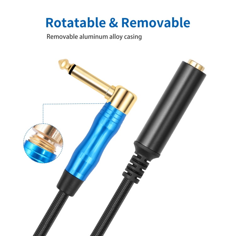 6.35mm 1/4 TRS Male Mono Elbow to Female Electric Guitar Audio Cable, Length:1.8m(Black Blue) - Microphone Audio Cable & Connector by buy2fix | Online Shopping UK | buy2fix