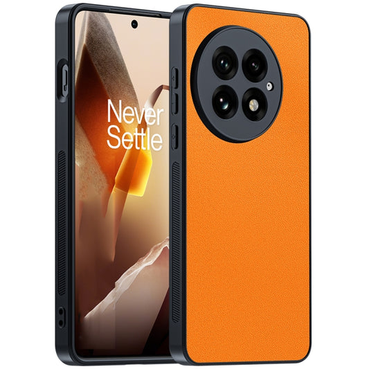 For OnePlus 13 Ultra-thin Plain Skin Leather Phone Case(Orange) by buy2fix
