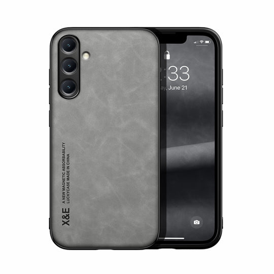 For Samsung Galaxy S24 FE 5G Skin Feel Magnetic Leather Back Phone Case(Light Grey)