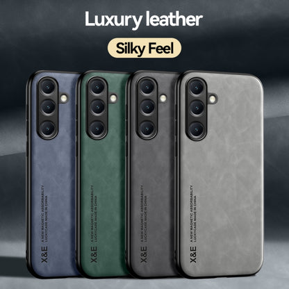 For Samsung Galaxy S25+ 5G Skin Feel Magnetic Leather Back Phone Case(Dark Grey) by buy2fix