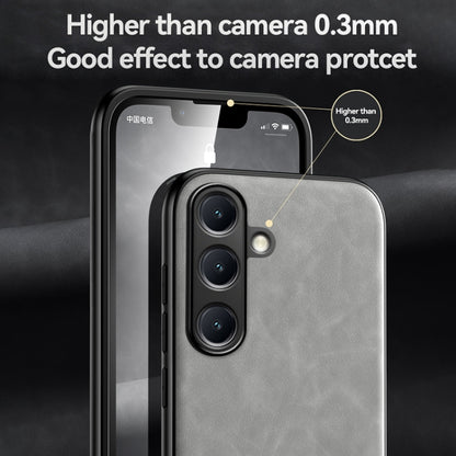 For Samsung Galaxy S25 5G Skin Feel Magnetic Leather Back Phone Case(Light Grey) by buy2fix