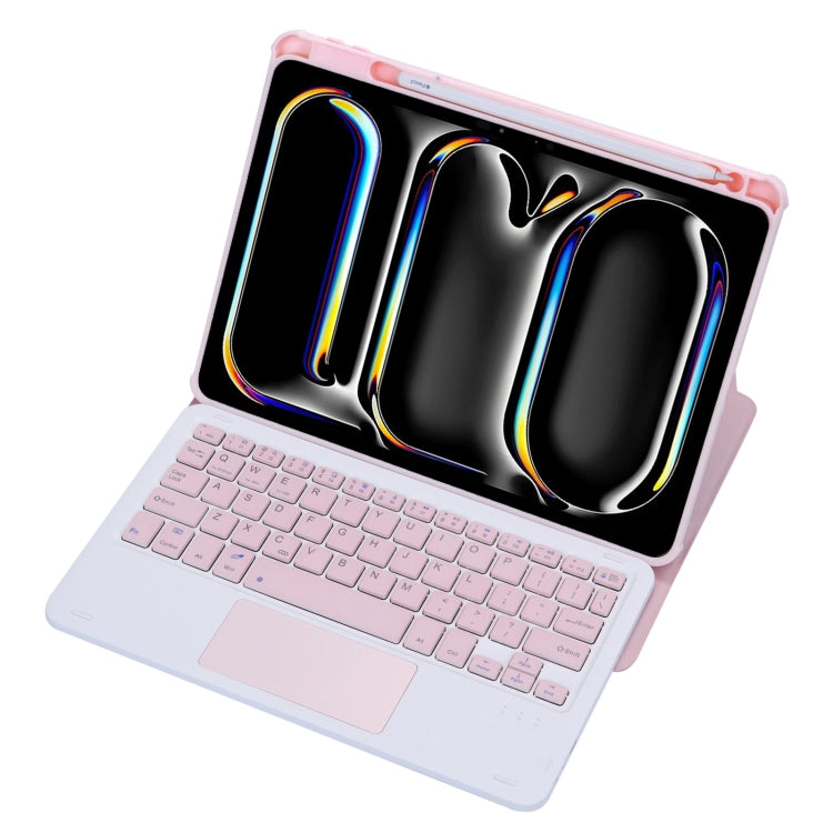 For iPad Pro 11 2024 L13-A 360 Rotation Acrylic Transparent Bluetooth Keyboard Leather Case With Touch Control(Pink) - For iPad Pro by buy2fix | Online Shopping UK | buy2fix