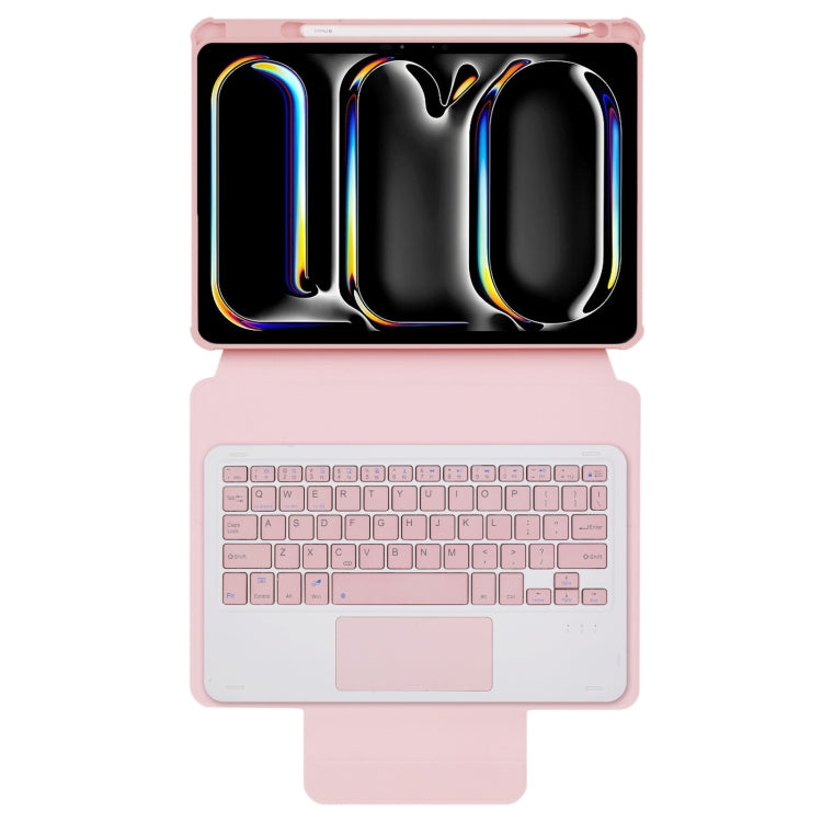 For iPad Pro 11 2024 L13-A 360 Rotation Acrylic Transparent Bluetooth Keyboard Leather Case With Touch Control(Pink) - For iPad Pro by buy2fix | Online Shopping UK | buy2fix