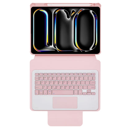 For iPad Pro 11 2024 L13-A 360 Rotation Acrylic Transparent Bluetooth Keyboard Leather Case With Touch Control(Pink) - For iPad Pro by buy2fix | Online Shopping UK | buy2fix