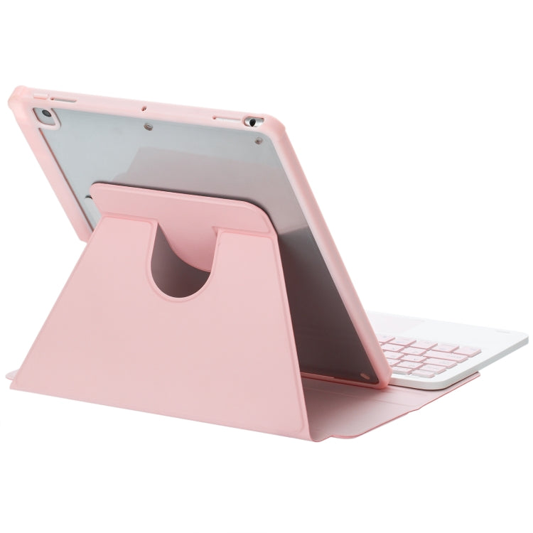 For iPad Pro 11 2024 L13-A 360 Rotation Acrylic Transparent Bluetooth Keyboard Leather Case With Touch Control(Pink) - For iPad Pro by buy2fix | Online Shopping UK | buy2fix