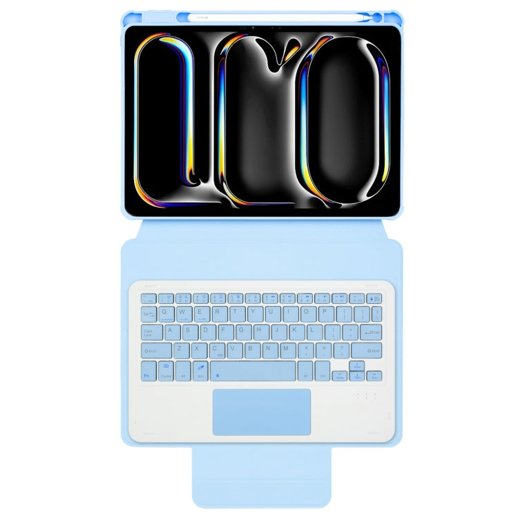 For iPad Pro 11 2024 L13-A 360 Rotation Acrylic Transparent Bluetooth Keyboard Leather Case With Touch Control(Blue) - For iPad Pro by buy2fix | Online Shopping UK | buy2fix