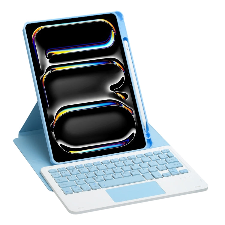 For iPad Pro 11 2024 L13-A 360 Rotation Acrylic Transparent Bluetooth Keyboard Leather Case With Touch Control(Blue) - For iPad Pro by buy2fix | Online Shopping UK | buy2fix