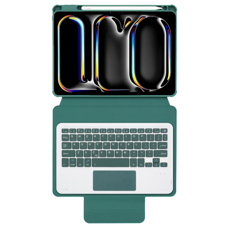 For iPad Pro 11 2024 L13-A 360 Rotation Acrylic Transparent Bluetooth Keyboard Leather Case With Touch Control(Green) - For iPad Pro by buy2fix | Online Shopping UK | buy2fix