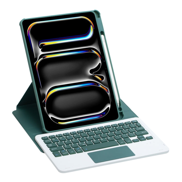 For iPad Pro 11 2024 L13-A 360 Rotation Acrylic Transparent Bluetooth Keyboard Leather Case With Touch Control(Green) - For iPad Pro by buy2fix | Online Shopping UK | buy2fix