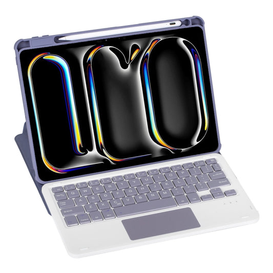 For iPad Pro 11 2024 L13-A 360 Rotation Acrylic Transparent Bluetooth Keyboard Leather Case With Touch Control(Purple) - For iPad Pro by buy2fix | Online Shopping UK | buy2fix