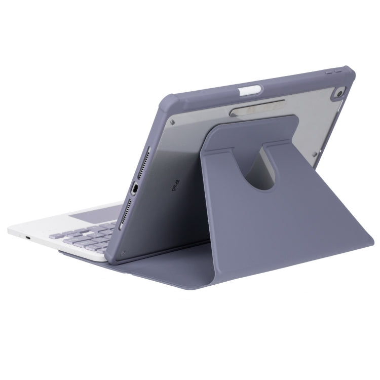 For iPad Pro 11 2024 L13-A 360 Rotation Acrylic Transparent Bluetooth Keyboard Leather Case With Touch Control(Purple) - For iPad Pro by buy2fix | Online Shopping UK | buy2fix