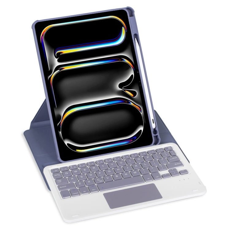 For iPad Pro 11 2024 L13-A 360 Rotation Acrylic Transparent Bluetooth Keyboard Leather Case With Touch Control(Purple) - For iPad Pro by buy2fix | Online Shopping UK | buy2fix