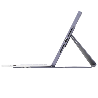 For iPad Pro 11 2024 L13-A 360 Rotation Acrylic Transparent Bluetooth Keyboard Leather Case With Touch Control(Purple) - For iPad Pro by buy2fix | Online Shopping UK | buy2fix