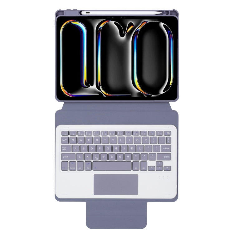 For iPad Pro 11 2024 L13-A 360 Rotation Acrylic Transparent Bluetooth Keyboard Leather Case With Touch Control(Purple) - For iPad Pro by buy2fix | Online Shopping UK | buy2fix