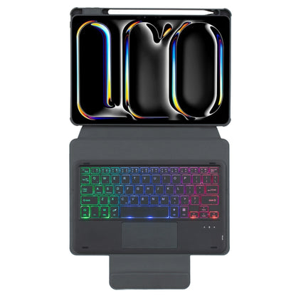 For iPad Pro 11 2024 L13-AS 360 Rotation Acrylic Transparent Bluetooth Keyboard Leather Case With Touch Control / Backlight(Black) - For iPad Pro by buy2fix | Online Shopping UK | buy2fix